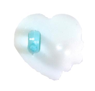 Kids buttons as hearts out plastic in light blue 15 mm 0,59 inch